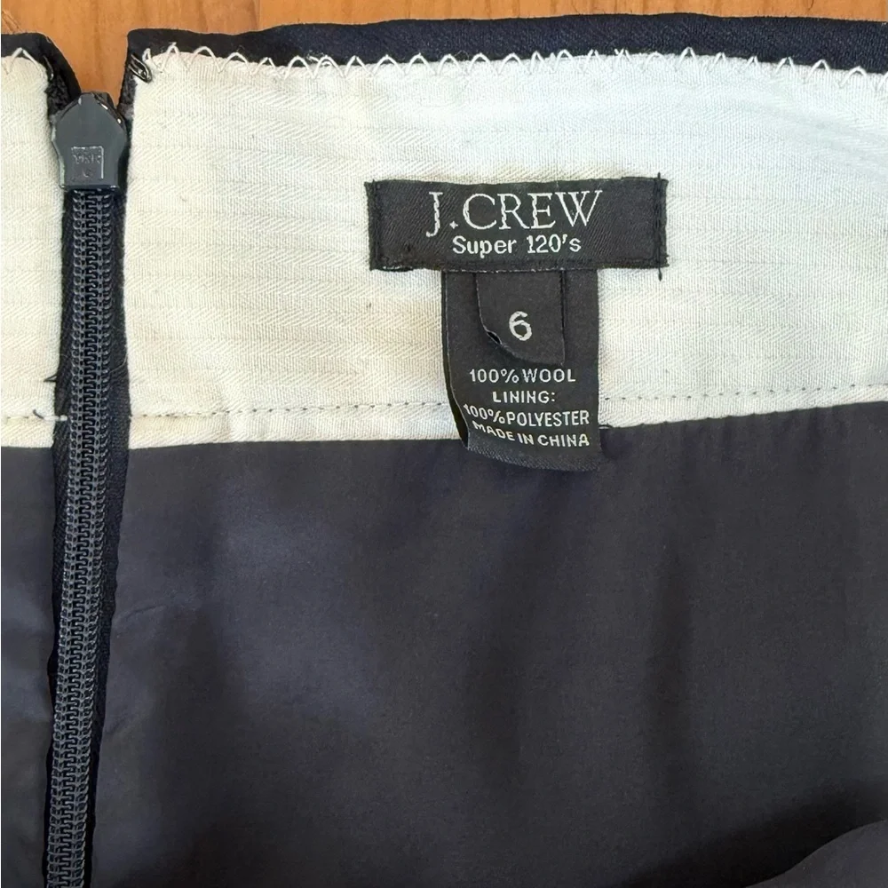 J. Crew Navy Pencil Skirt 6 super 120s wool - Picture 4 of 5